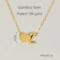 Minimalist 18K gold plated stainless steel heart necklace with letter Z pendant - Letter Z