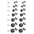 Lot de puces d'oreilles boules noires en acier inoxydable de taille 2mm à 8mm - Noir (2-8mm)