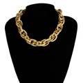 Exaggerated chunky multi-layered aluminum chain necklace in textured golden finish - Textured Gold Chunky Chain