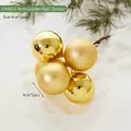 Set of 5 golden Christmas ball picks featuring 4cm glossy and matte textured spheres - E48803-4cm Gold Ball Cluster (5pcs/set)