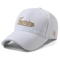 Casquette de baseball blanche avec broderie Fenice dorée et logo M en maille aérée - Blanc