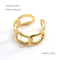 Minimalist 18k gold plated stainless steel chain ring with 9mm width and open design - Adjustable Open / Gold