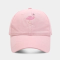Pink cotton baseball cap with flamingo embroidery and adjustable curved brim for all seasons - Adjustable / Pink