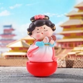 Ancient Tang Dynasty lady tumbler figurine in blue and pink hanfu for home decor - Large-Drumming