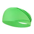 Diadema elástica de algodón verde brillante para yoga con diseño de pliegue ancho para deporte - Verde fruta