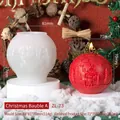Christmas reindeer relief sphere silicone mold with red wax candle sample and dimensions - Christmas Ball A ZL-73 (Reindeer Forest)