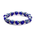 Turkish Evil Eye beaded bracelet with blue and white resin beads and crystal spacers - 10mm Evil Eye