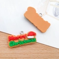 Gingerbread style Merry Christmas resin pendant for DIY bracelets and holiday jewelry - Merry Christmas Letter Tag
