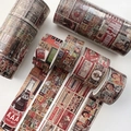 Vintage Washi Tape Set mit nostalgischen Werbeanzeigen und Retro Industrie-Logos - Alte Poster