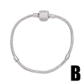 Bracciale a catena snake in argento con chiusura cilindrica pavé e charm a clip - Catena a Serpente Argentata-Chiusura Pave (b)