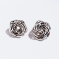 Orecchini a fiore a spirale argento con design metallico cavo e minimalista - Oro Bianco