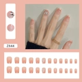 French tip press-on nails in nude pink gradient with 3D butterfly and rhinestone accents - French Butterfly (Z844)