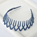 Dark blue scalloped headband with teeth for women, minimalist zigzag hair accessory - Lacquer Blue ABS with Teeth