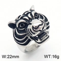 Retro stainless steel tiger head ring for men with vintage finish, 22mm width - Steel Tiger Style (KR109972-HL)
