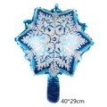 Detail of blue snowflake aluminum foil balloon measuring 40x29cm with metallic texture - Mini Blue Snowflake (40*29cm)