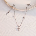 Elegant silver 18K heart pendant necklace with shimmering zircon stones and lobster clasp - Silver Heart Zircon Bracelet