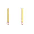 18K gold plated snake chain earrings featuring a round pink gemstone accent - Fishbone Chain Zircon Drop Earrings-Pink