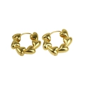 Eleganti orecchini a cerchio in ottone 18k con maglie a forma di cuore lucido oro - Stile a Forma di Cuore (FE240118)