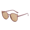Cat-ear shaped children's sunglasses in rose pink with gold accents and brown lenses - Coffee Frame Tea Lens