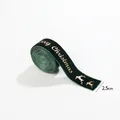 Dark green velvet Christmas ribbon with gold reindeer and Merry Christmas print, 2.5cm width - 2.5CM Green Merry Christmas Elk Ribbon (2M/Roll)