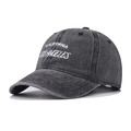Vintage washed dark grey cotton baseball cap with white Los Angeles embroidery - Black