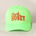 Neon green trucker hat with orange Howdy HONEY embroidery and breathable mesh back - Adjustable / Neon Green