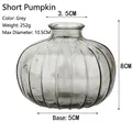 Short grey translucent pumpkin-shaped glass vase with vertical ribbing texture - Short Pumpkin / Gray