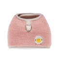Pink lamb fleece dog harness vest with cute egg embroidery and silver D-ring - S / Pink