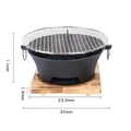 Griglia a carbone in ghisa stile giapponese con rete inox e base in legno massello - Stufa a carbone 28CM con tavola e rete standard