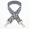 Close-up of adjustable woven shoulder strap with black and white geometric V-patterns - Middle Light Grey White Black