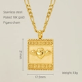 18K vergulde roestvrijstalen vleugelhart hanger ketting met klassieke figaro ketting - Hart met Engelenvleugels Hanger