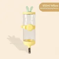 Yellow 950ml bunny ear pet water bottle with stainless steel ball for hanging in cages - Bunny Large 950ml / Yellow