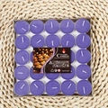 Set of 25 purple smokeless tea light candles in silver aluminum cups for romantic decor - 2 Hours 50 Pieces Round - Purple