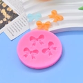 Runde rosa Silikonform mit drei Schleifenmustern für Fondant und DIY Handwerk - 3-Loch Schleife (234#) / Rosa