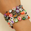 Pulseras de cuentas de arcilla polimérica de Halloween con dijes de calabaza y fantasma - Estilo Multi-elemento de Cuatro Unidades (09)