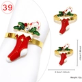 Christmas stocking and candy cane napkin ring with red enamel and rhinestone details - Stocking Cane Style 39