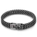 Bracciale da uomo a doppia fila in acciaio titanio con finitura argento nero vintage - 9mm / Nero Vintage
