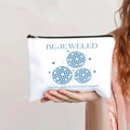 Detail of Bejeweled makeup bag featuring disco ball prints and smooth zipper closure - Disco Ball Bejeweled Style (123-3)