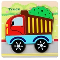 3D colorful wooden truck puzzle for kids with red cab and green cargo pieces - Jm 3d Engineering Vehicle