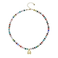 Collana bohémien in pietre naturali con ciondolo a bolla dorata con lettera A - Lettera A
