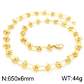 Gouden schakelketting met knoopontwerp en rechthoekige elementen van 650 mm - 65cm / Gouden Ketting (KN228598-Z) / Goud