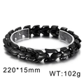 Men's punk black titanium steel dragon bone link bracelet in open design, 220x15mm size - 22cm / Black Scale Style (KB151507-KJX) / Black