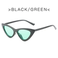 Retro cat eye sunglasses with black frame and semi-transparent green lenses - Black Frame Green Lens