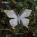 Sparkling silver butterfly Christmas ornament with glitter and pearls for tree decor - Silver Butterfly