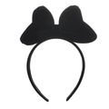 Détail de la texture en velours doux et du grand nœud sur le serre-tête noir - 4# Serre-tête Nœud Noir