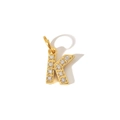 Detail of PVD gold plated stainless steel letter K pendant with inset zircon stones - Letter K Pendant