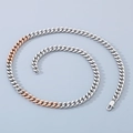 Two-tone silver and rose gold cuban link chain necklace with lobster clasp closure - A-Style Rose Gold Necklace (KN200397-KLHQ)