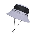 Light gray quick-dry nylon sun hat with black breathable mesh and adjustable drawstring - Light Gray