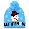 Detail der hellblauen Strickmütze mit Schneemannmotiv und Let It Snow Schriftzug - L / 05 Dunkelgrau Schneemann Schneeflocke (5028366842506)