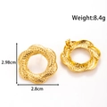 Polished golden hammered geometric hoop earrings in stainless steel with size specs - Hammered Loop (YE-048) / Gold (YE-048)